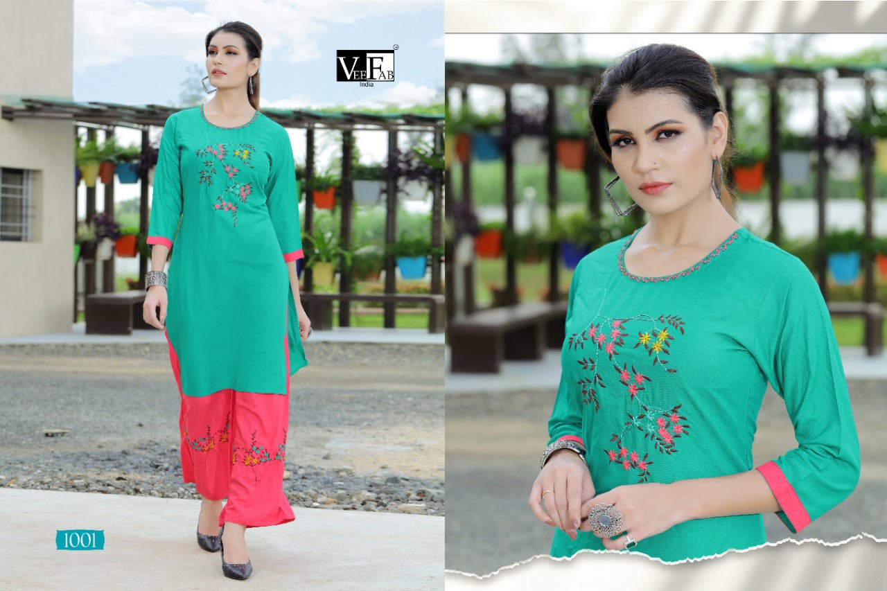 Plazzo Bar Veefab Rayon Embroidery Kurti Catalog Plazzo Bar Veefab Rayon Embroidery Kurti Catalog